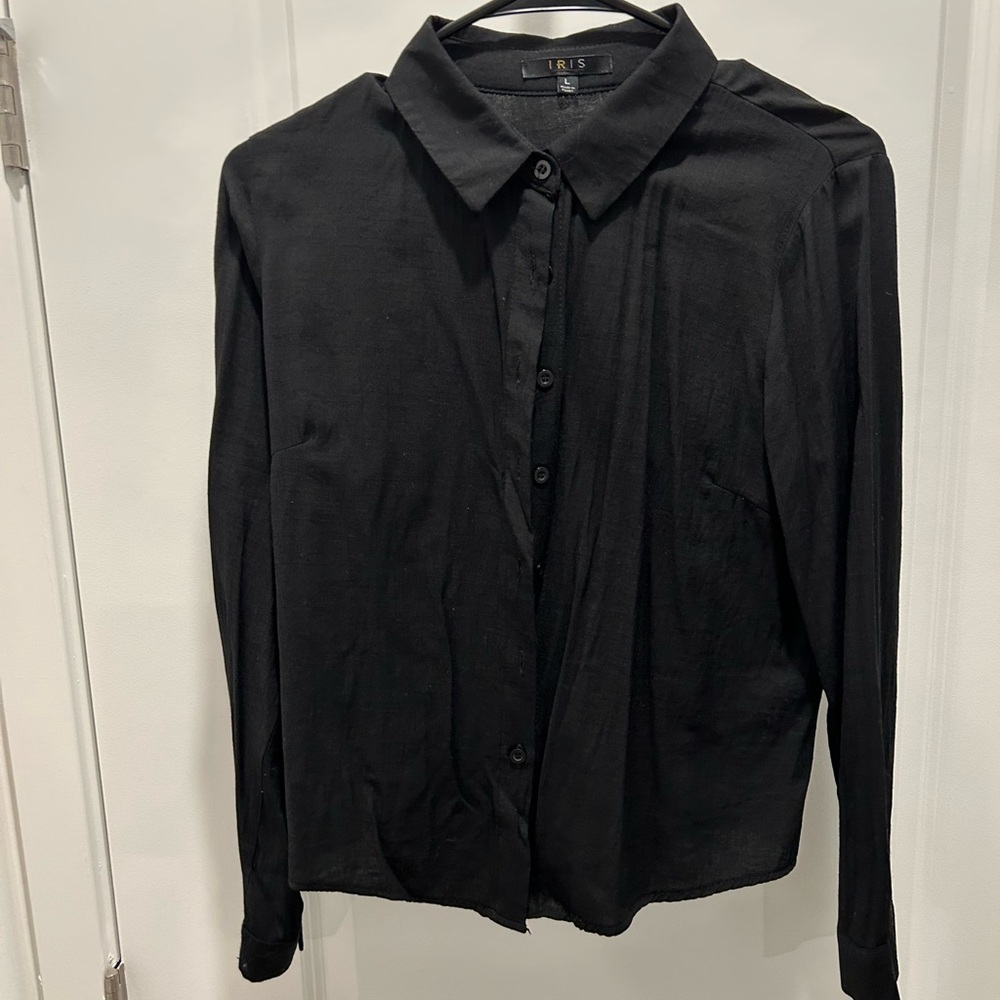 Iris Black Casual Button Down Shirt